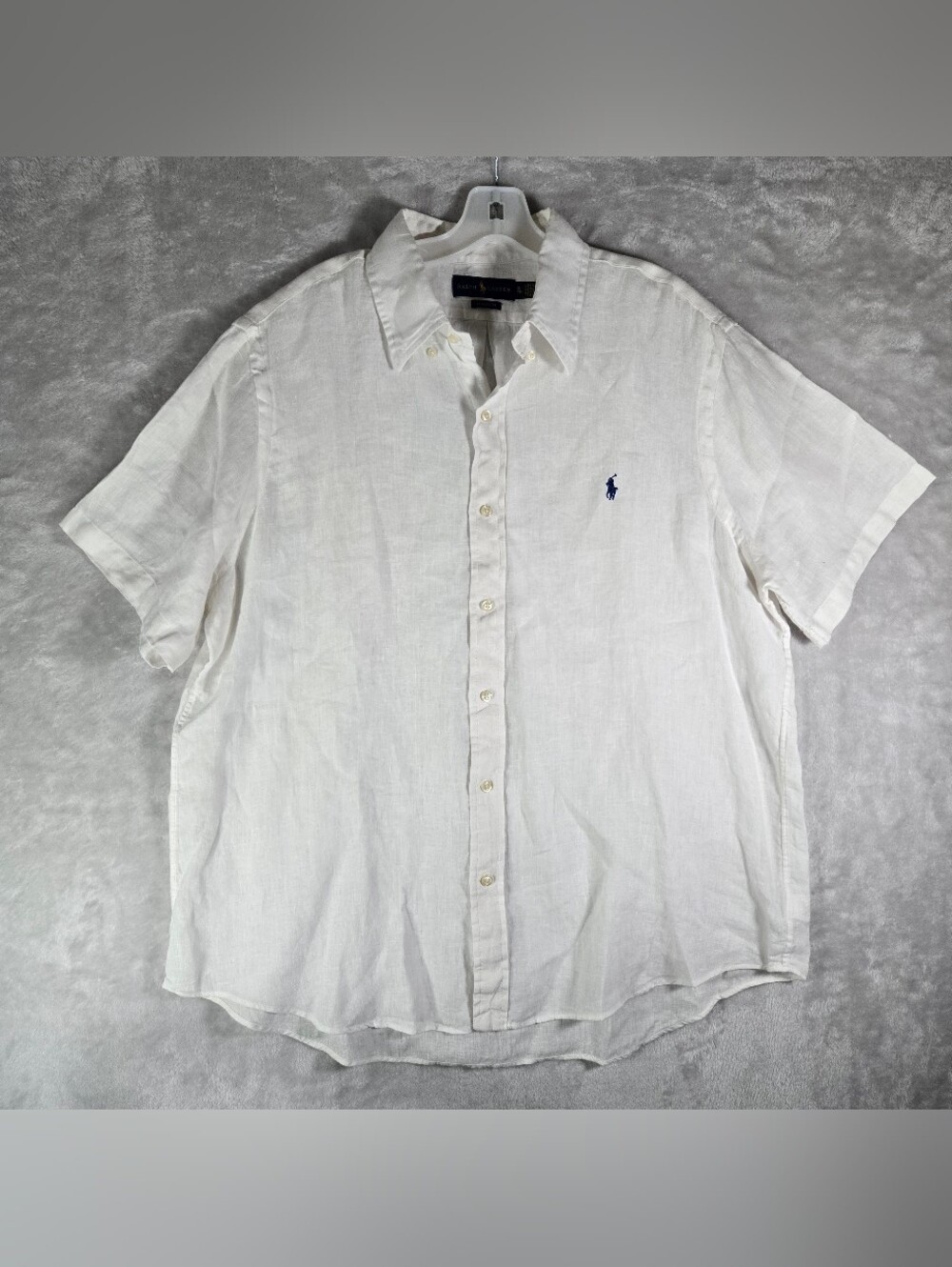 Polo Ralph Lauren 100% Linen Button Down Mens XL Classic Fit Short Sleeve White